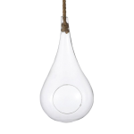 Glass Raindrop On Rope Hanging Planter for Succulent - M