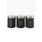 Storage Canisters Set of 3, Black/ Silver