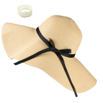 Summer Beach Straw Hat with Corsage Bracelet White