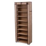 9-Tiers Covered Shoe Rack Organiser - Coffee