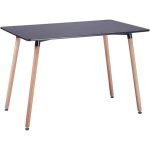 Rectangular Table for 4 People Dining with Wooden Leg - Black