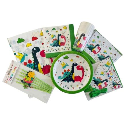 s-pdpxl Birthday Dinosaur Theme Party Pack Tableware Set (Serves 10) - Image 1