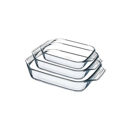 Set of 3 Rectangular Roaster Casserole Dish Set