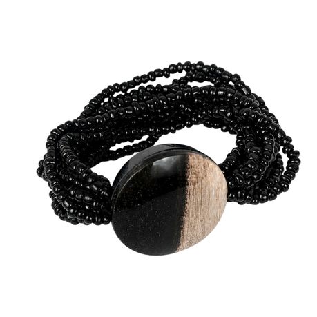 s-pdpxl Black Agate Stone Bead Bracelet - Image 1