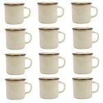 Home Kitchen Camping Enamel Mug Set of 12 Jumbo Pack - White