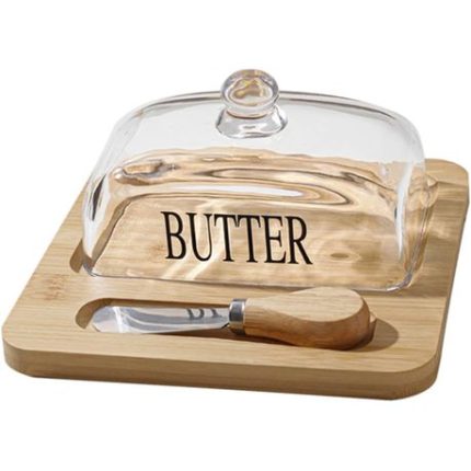 Glass Butter Dish With Knife