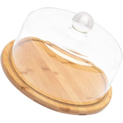Classy Straight Sided Dome With Wooden Base - 23 x 31cm