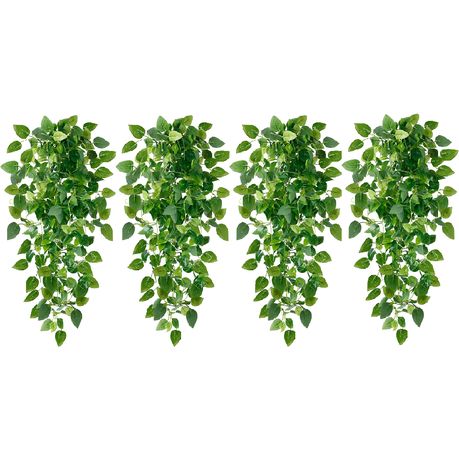 s-pdpxl Artificial Wall Hanging Plants/Wall Hanging Basket Rattan green plant -4PCS - Image 1