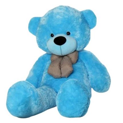 Soft Cuddly Teddy Bear With Big Bow Tie - Sky-Blue - 1200.0 cm