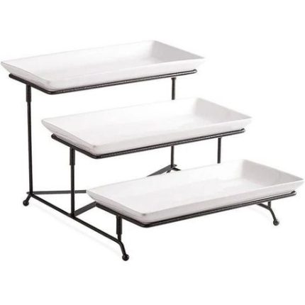 White Classy 3 Tier Serving Platter With Stand