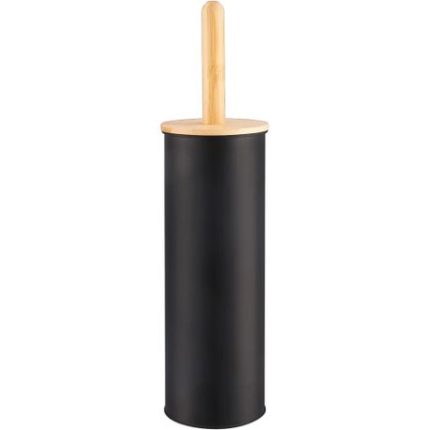 Black Toilet Brush with Bambo Holder