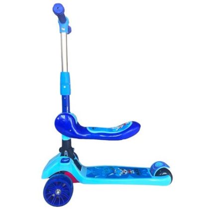 3 Wheels Folding Kick Scooter with LED Light and Music For Kids - Blue