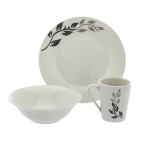 White Porcelain Ivy Dinnerware Set 12 Piece
