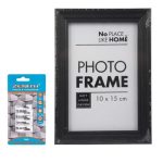Set of 6 Picture Frame Black 10x15cm - Hanging Hooks Included