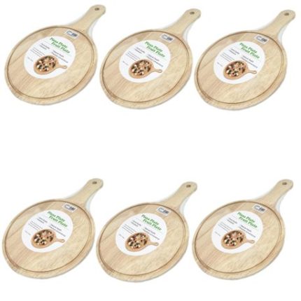 6x Pizza Board - Serving Plate - Cutting Board - Premium Meranti Wood - 28 cm