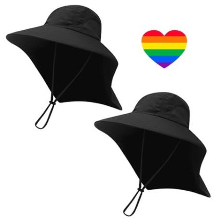Fashion Outdoor Neck Protection Sun Hat & Heart Sticker - Set of 3 - Brown