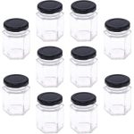 Kitchen Hexagon Glass Honey Jars - Set Of 10 - 410 L