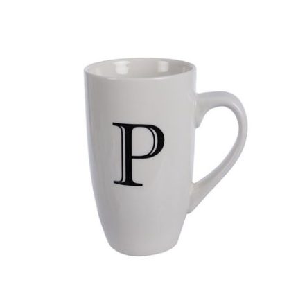Mug Daily Tall Letter P,400ml (4 Pack)