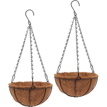 Black Metal Hanging Coir Baskets- Set Of 2