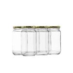Round Glass Jar With Gold Lid-375ml - 6 Pack