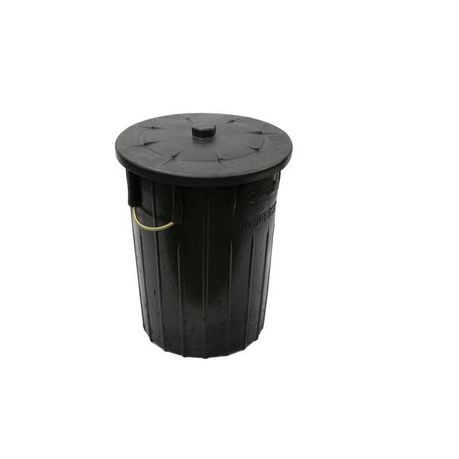 s-pdpxl 85L Rubber Refuse Bin with Lid (Black) - Image 1