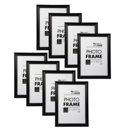 A4 Black Picture Frames for Photo & School Certificate (Pack of 8) - 1 Pack