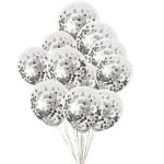 50-Piece Party Celebration Decoration Balloons with Silver Confetti