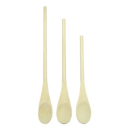 3 Kitchen Multipurpose Wooden Mixing Pin Spoons for Baking, Cooking or Pap
