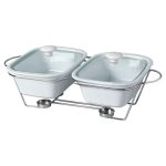 2-Division Casserole Dish & Warmer Stand