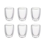 350ml - 6 Pack - Double-Layer Insulated Glass Cup - Transparent