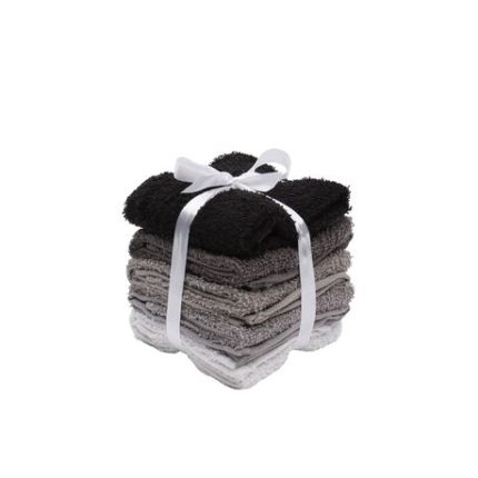 5 Pack Cotton Face Cloths - Black/Grey