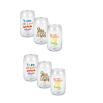 Tumbler glass Can Shaped with Print 473ml - 6-Pack