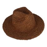 Woven Straw Fedora Hat - Brown
