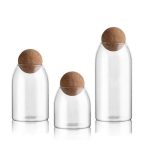 Set of 3 Transparent Bottle Storage Sealed Tank Cork Glass Jars