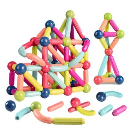 64 Piece Magnetic Sticks Tangram Kids Puzzle Educational Game Set