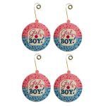 Gender Reveal Wall Decor - Girl or Boy? Pink & Blue (Set of 4)