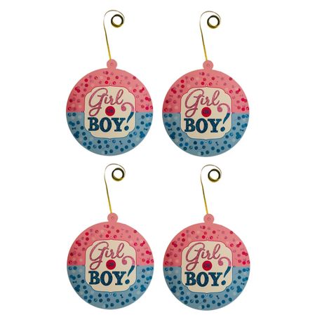 s-pdpxl Gender Reveal Wall Decor - Girl or Boy? Pink & Blue (Set of 4) - Image 1