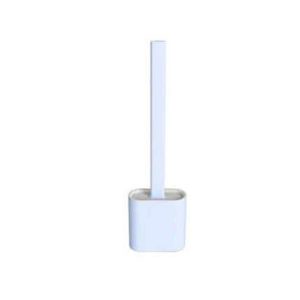 Silicone Toilet Brush With Toilet Brush Holder Stand Bathroom Cleaning Tool - Blue