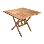 90cm Square Slat Legs Wooden Table