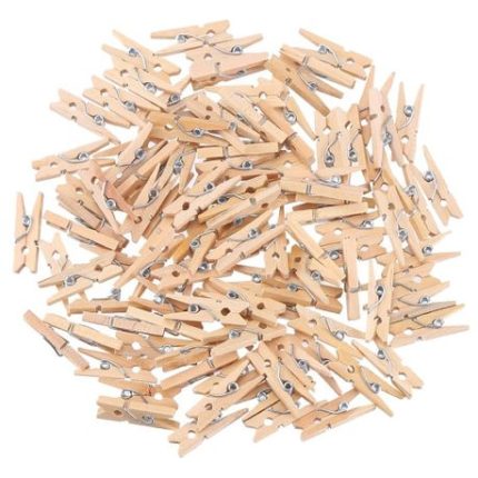 Craft Multifunctional Wooden Clip Hanging Pegs - 3cm - Set of 100 - Brown