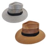 2 x Fedora Hat For Men & Women Panama Straw Hat Summer Hat 2022 - Brown + White