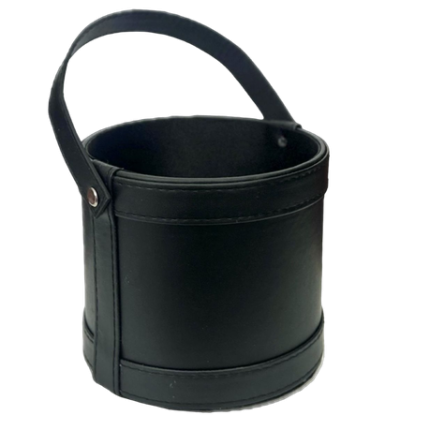 Leather Round Box - Grey