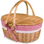 Oval Willow Picnic Basket with Red Check Lining