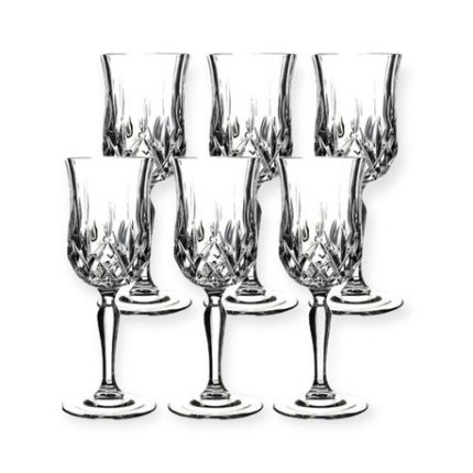 Crystal Liqueur Cordial Glasses Diamond Cut Lead-free Wine Glass - Box of 6