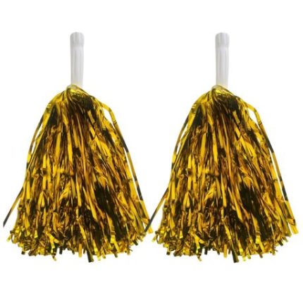 Metallic Foil Cheerleading Pom Poms - Pink - 2 Pack
