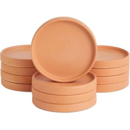 Small Ceramic Terracotta Saucers for Flowers - Set Of 12