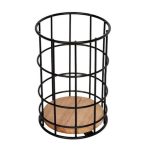 Wood Base Cutlery Holder - Black