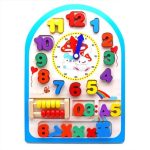 Children Montessori Abacus Colorful Wooden Clock Educational Toy