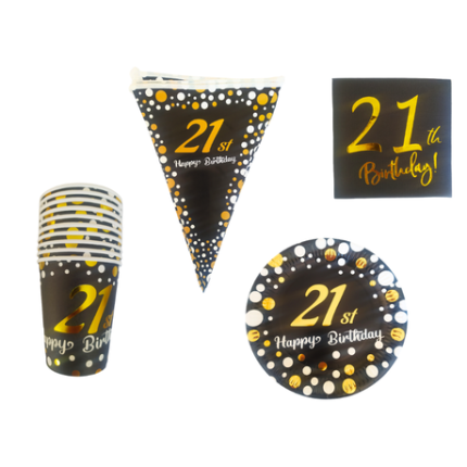 21st Birthday Party Decorations - Black and Gold
