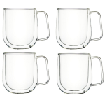 High-Quality Double Walled 300ml Borosilicate Glass Cup - Set of 4